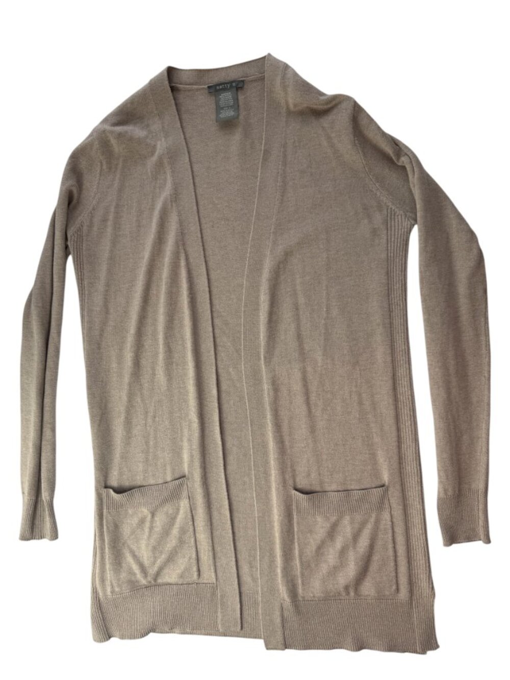 MATTY Women's Open Cardigan Sweater, Tan Brown, Size Small